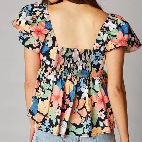 Buddy Love Floral Print Puff Sleeve Top - Picture 2 of 6